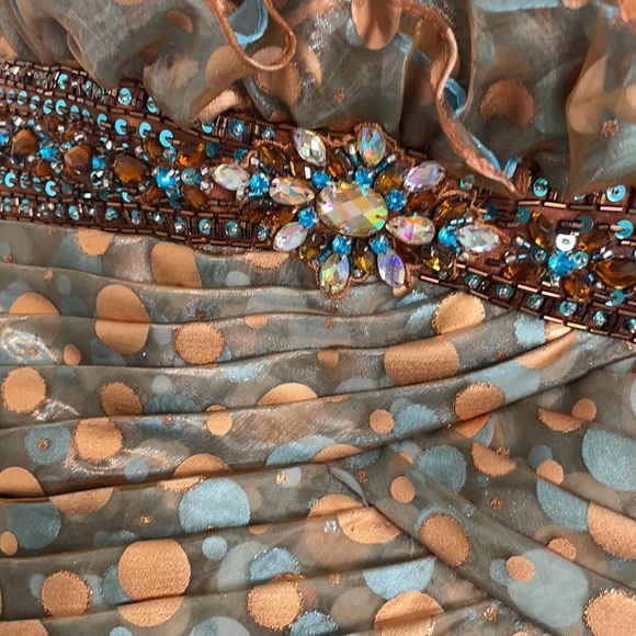 Tony Bowls size 2 copper & blue evening gown - Picture 5 of 9